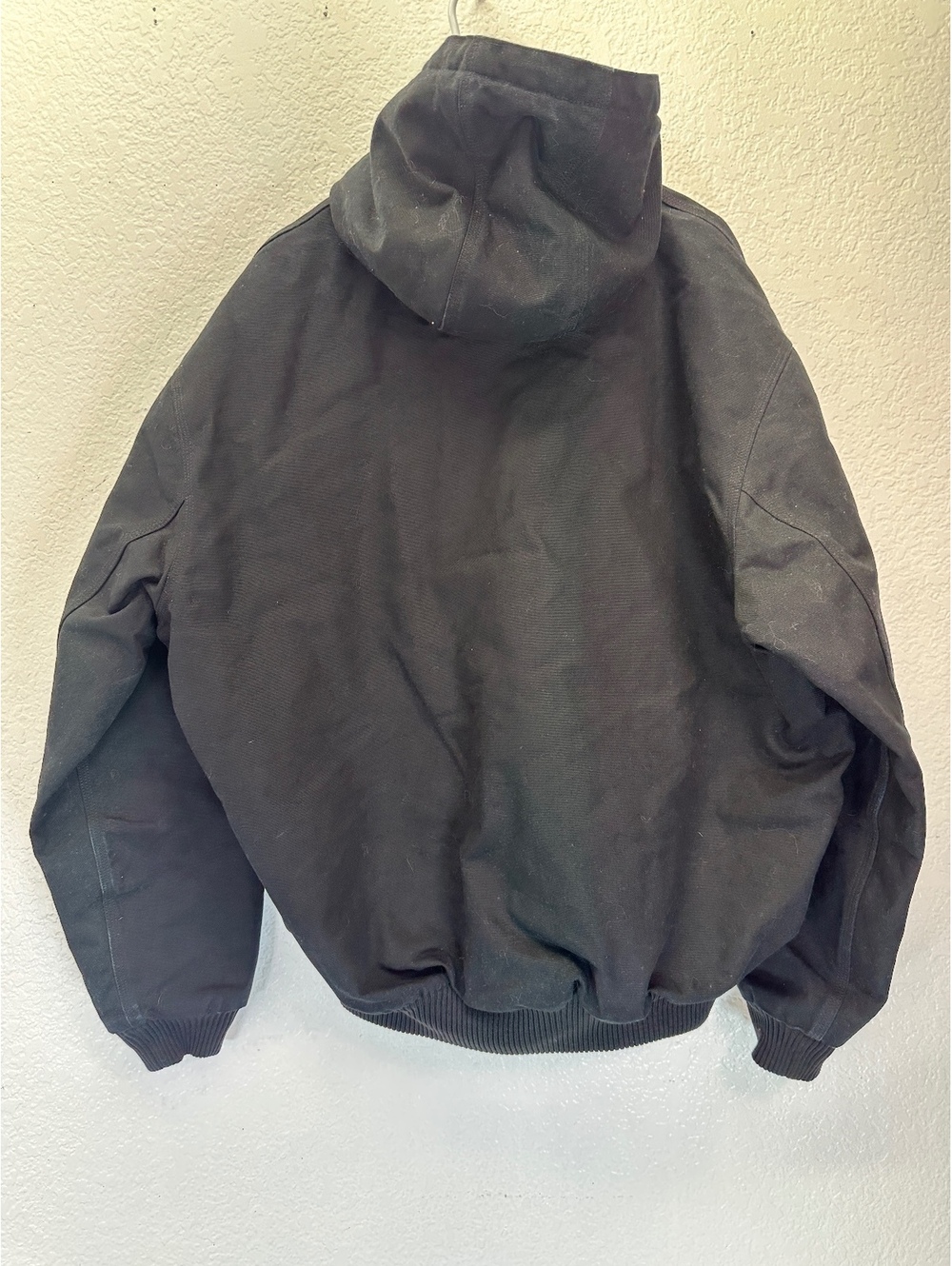 Men’s XL Carhartt Black Duck Canvas Coat OJ0140 Loose Fit Quilted Hooded - Picture 2 of 9